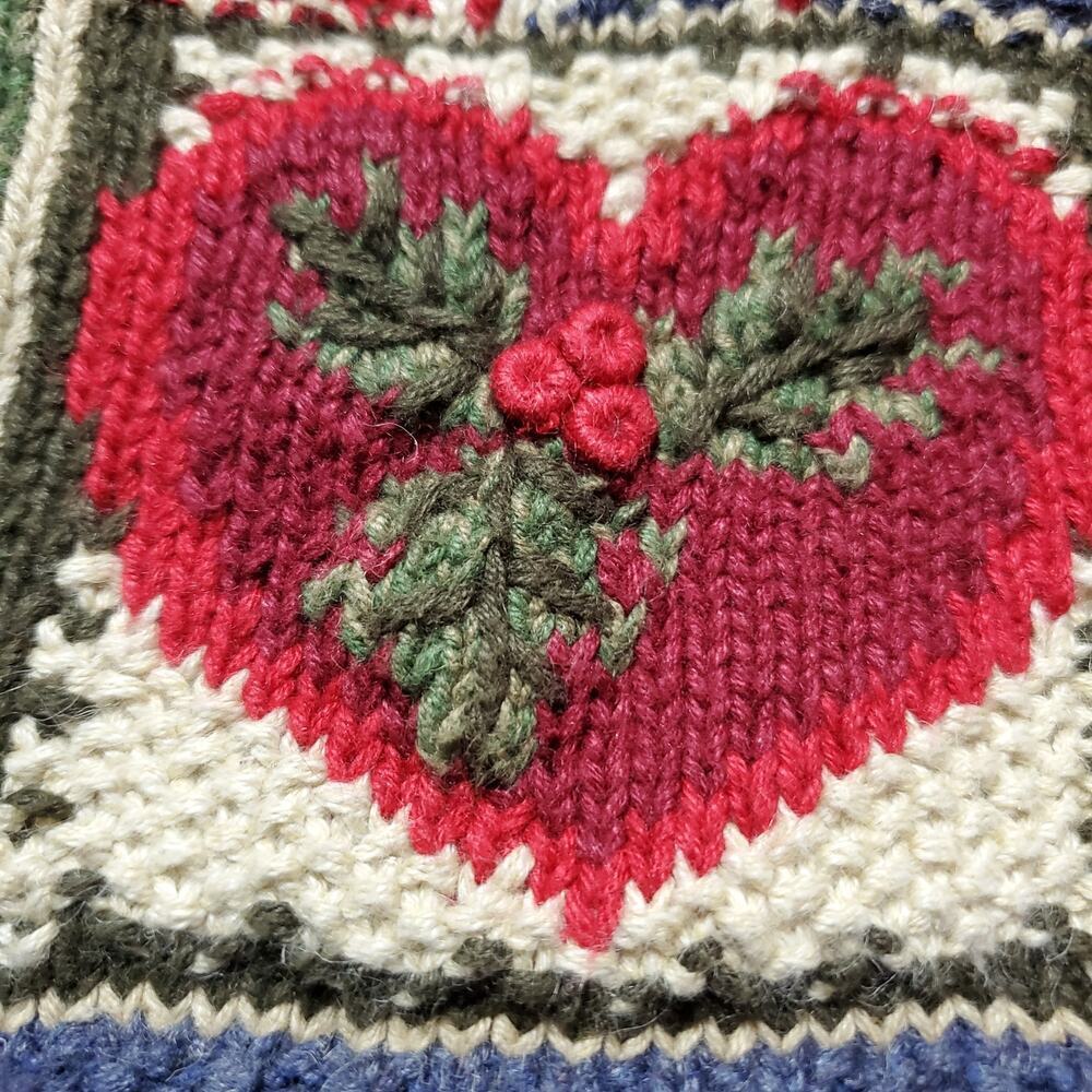 Talbots Petite Hand Knit Heart Grandma Cardigan Sweater Hearts Coat Size Small - Picture 6 of 8